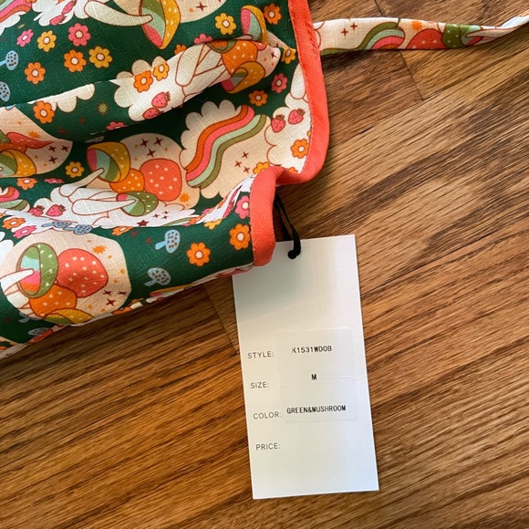 NWT Unique Vintage Follow Your Heart Green and Mushroom Print Dress - Picture 3 of 3